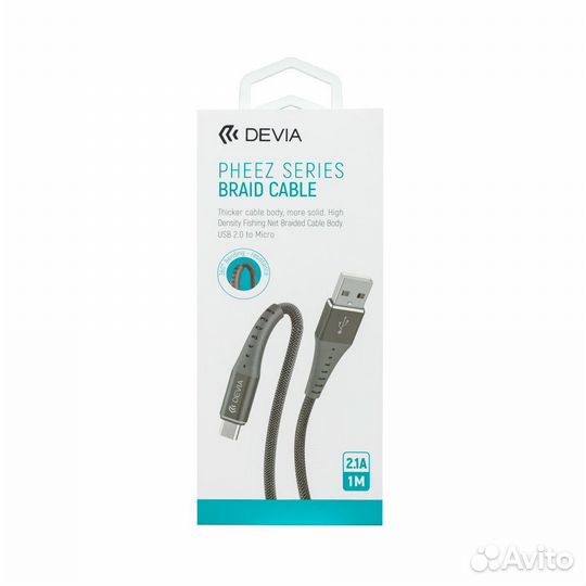 Кабель Devia Braid Series Cable Micro USB - Silver