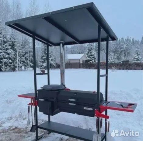 Мангал с печью под казан Grillver