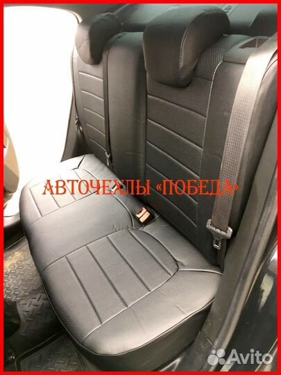 Чехлы Chevrolet Aveo T300 из экокожи чёрные Класси