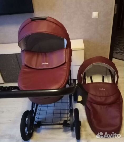 Коляска 2 в 1 aroteam cocoline экокожа бордо