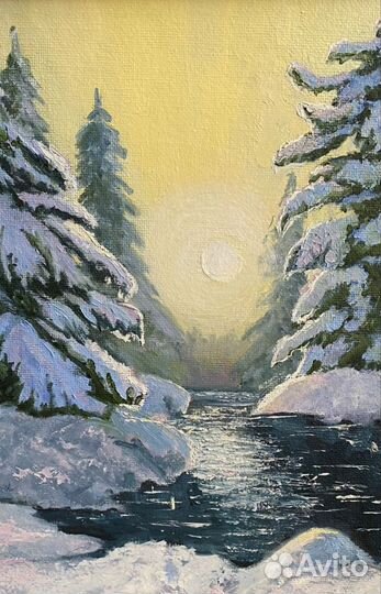 Картина маслом пейзаж зима