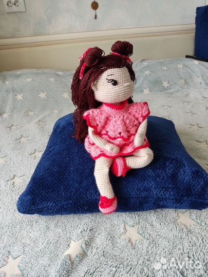 Амигуруми, вязаная кукла Роза ручной работы, 30см