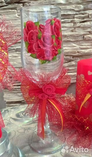 Бокалы, свечи, аксессуары для свадьбы