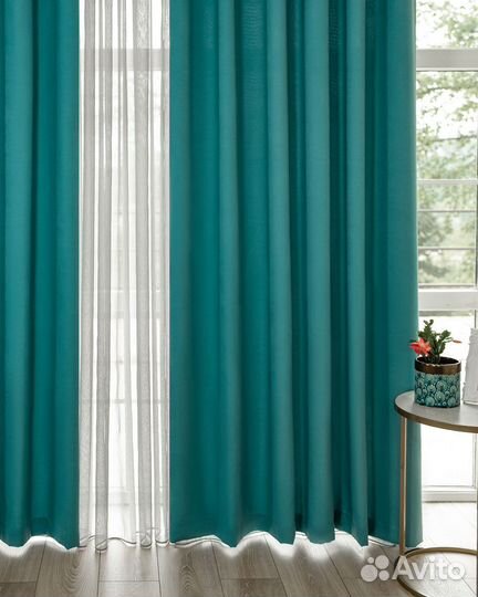 Портьеры рогожка канвас Эдем Синяя птица шторы