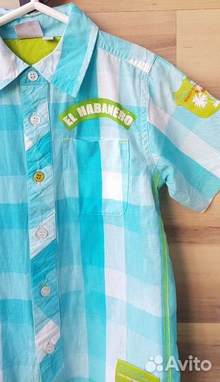 Новая яркая хлопковая рубашка р-р 110 Blue Seven
