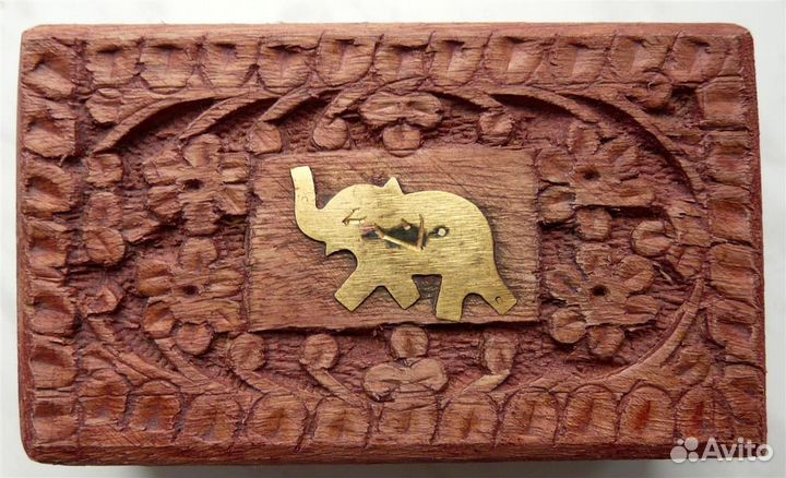 Шкатулка Деревянная Резная Съёмная Крышка 13x8 см