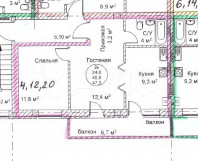 2-к. квартира, 46 м², 2/4 эт.