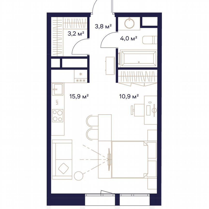 1-к. квартира, 37,8 м², 3/24 эт.