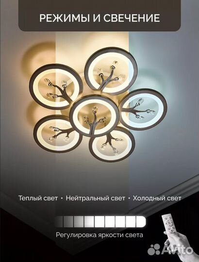 Новая Люстра светодиодная с пультом ду