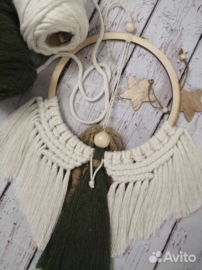 Панно, ловец снов, макраме, декор, ангел, сова
