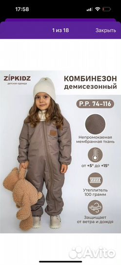 Комбинезон демисезонный zipkidz 80