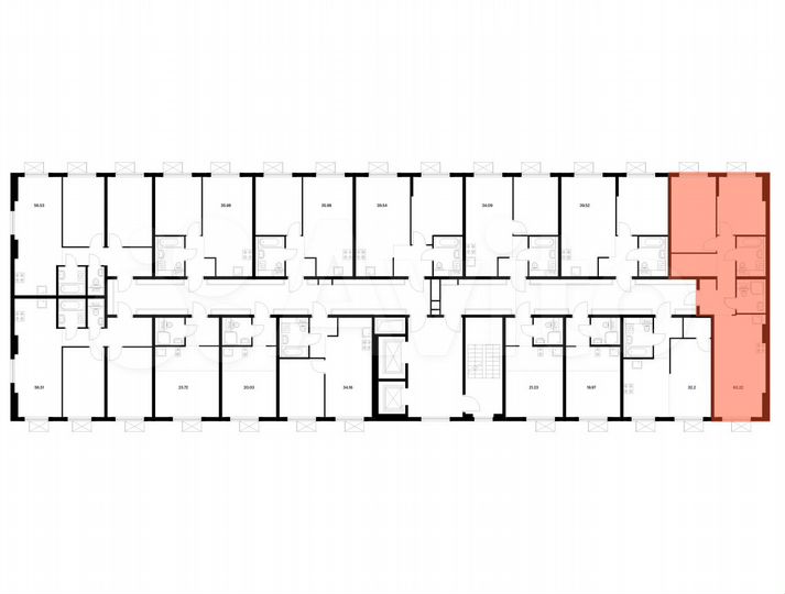 2-к. квартира, 63,2 м², 9/9 эт.