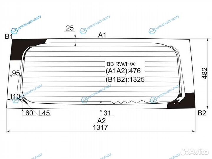 BB rwhx Стекло заднее с обогревом toyota bbscion X