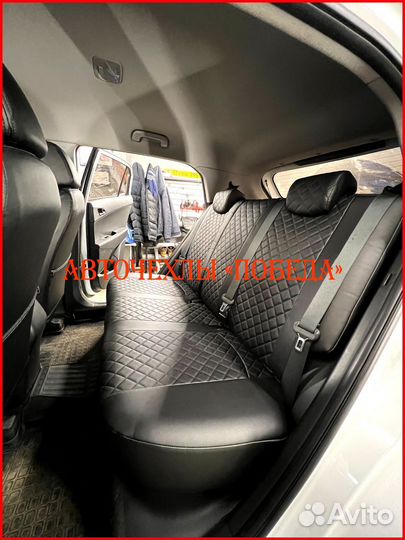 Чехлы Hyundai Creta 1 из экокожи чёрные Ромб