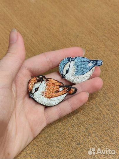 Брошь ручной работы винтаж птица аксессуар серьги