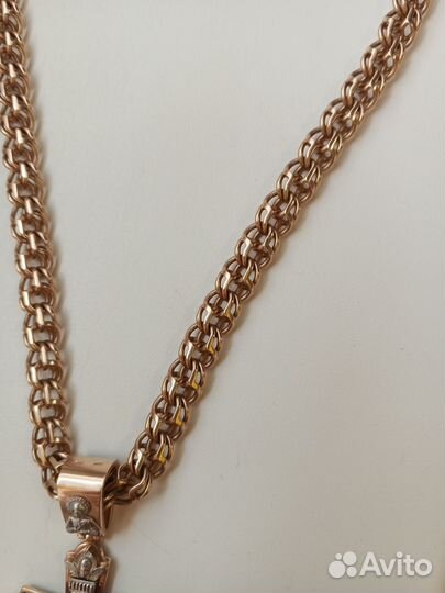 Цепочка золотая мужская 585 и крест (новый)