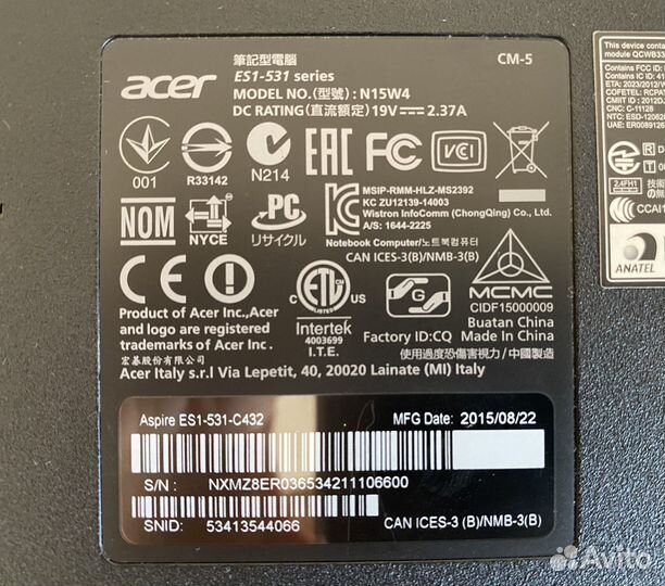 Ноутбук acer ES1-531