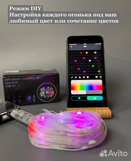 Смарт - гирлянда умная гирлянда нить 20 метров