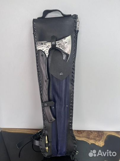 Шампура в колчане кожаном Топор Нож Чашки