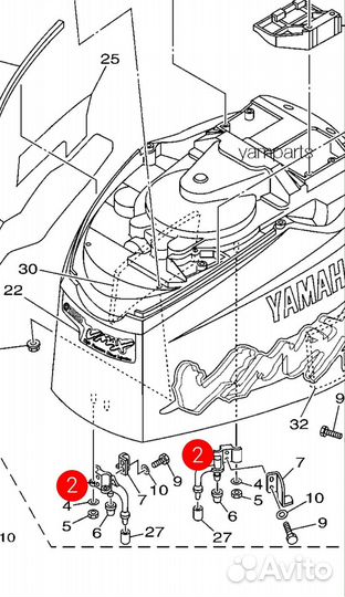 Оригинальный зацеп лодочного мотора Yamaha F225