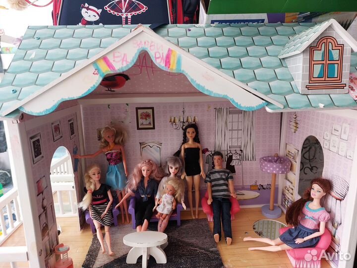 Кукольный домик для барби с мебелью