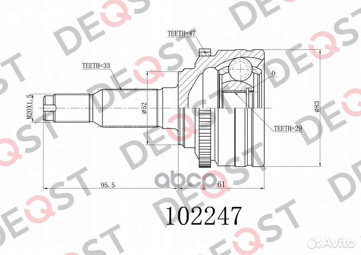 102247 ШРУС daewoo Lanos 1.6 97/Nubiria 1.6/2