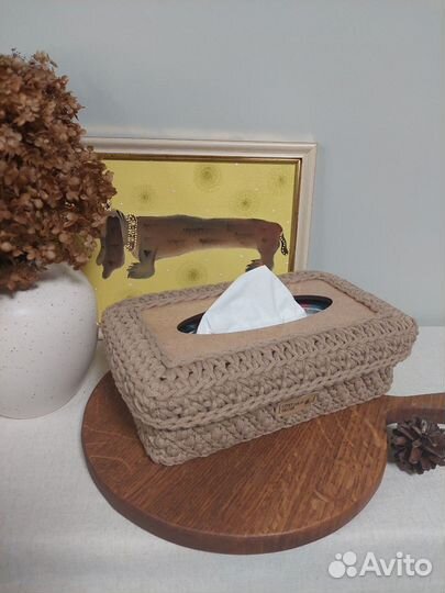 Вязаная прямоугольная салфетница