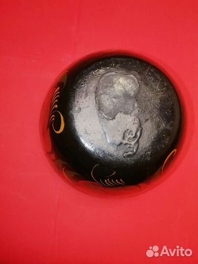 Деревянная пиала с хохломской росписью