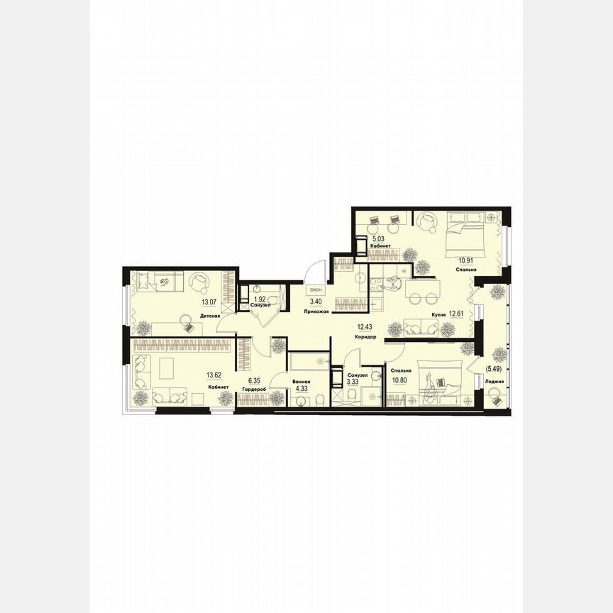4-к. квартира, 100,5 м², 12/12 эт.