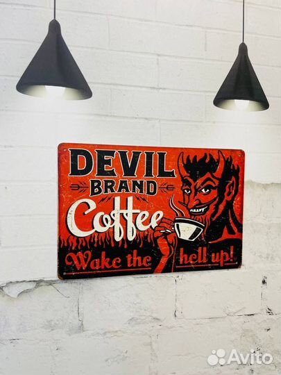 Декор на стену табличка Devil brand coffee