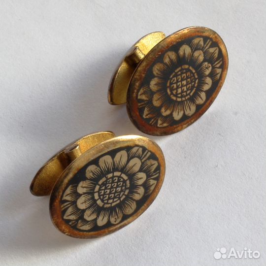 Винтажные запонки из серебра с позолотой СССР. 5