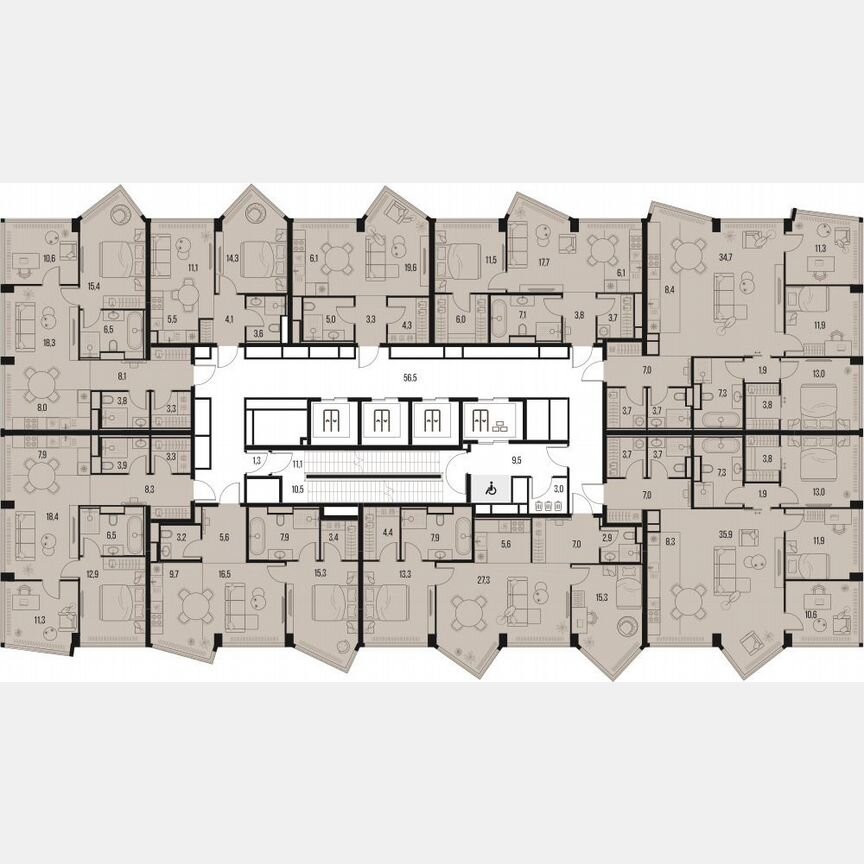3-к. квартира, 72,5 м², 32/39 эт.