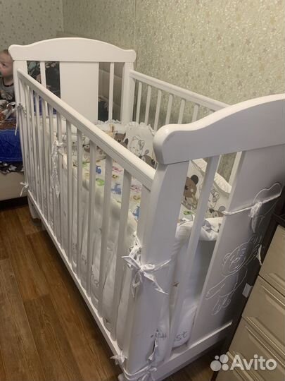 Детская кроватка с матрасом и бортиками 120/ 60