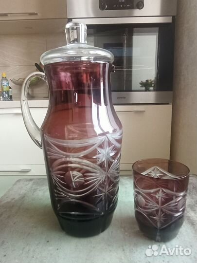 Графин цветной хрустальный СССР