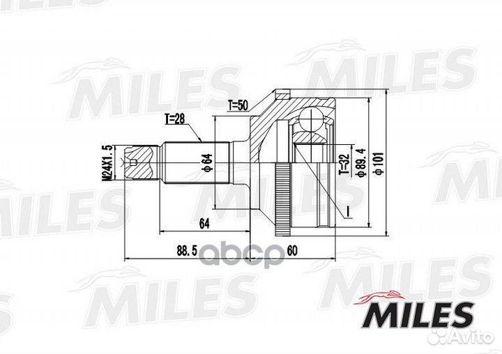 Шрус наружный honda accord 1.8-2.0 98-02 (с ABS