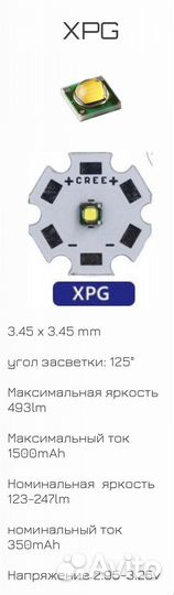 Светодиод Cree XPG, XPG3 для фонарика
