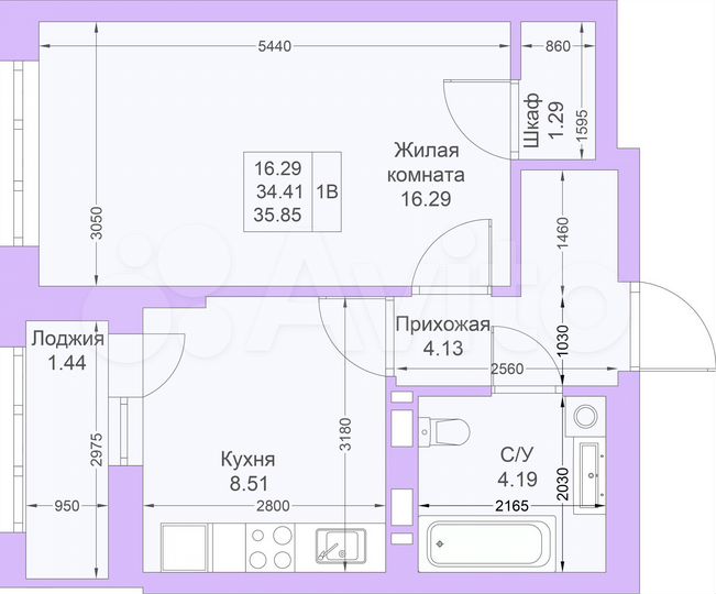 1-к. квартира, 35,9 м², 12/25 эт.