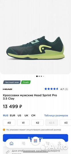 Кроссовки мужские Head Sprint Pro 3.5 Clay