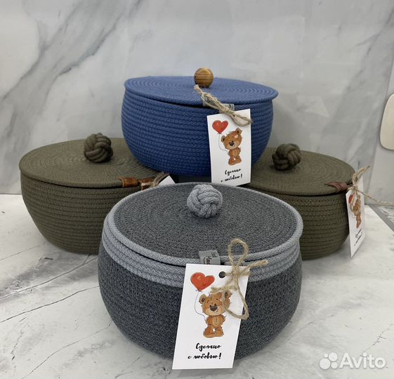 Корзина интерьерная из джута и хлопкового шнура