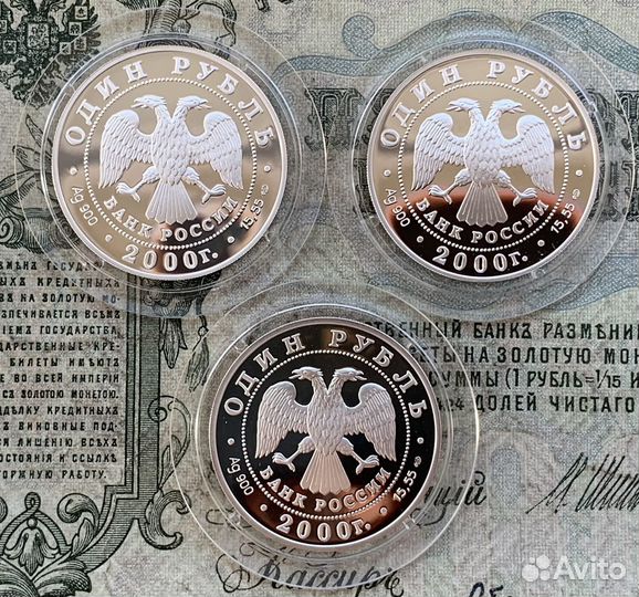 Набор 1 рубль 2000 Красна книга Выхухоль Полоз