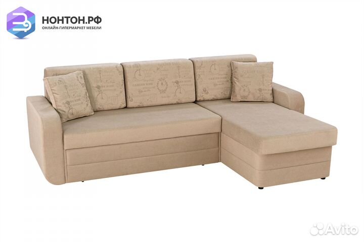 Диван угловой дельфин Неаполь темно-бежевый