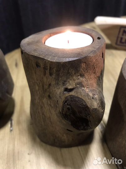 Подсвечники натуральное дерево
