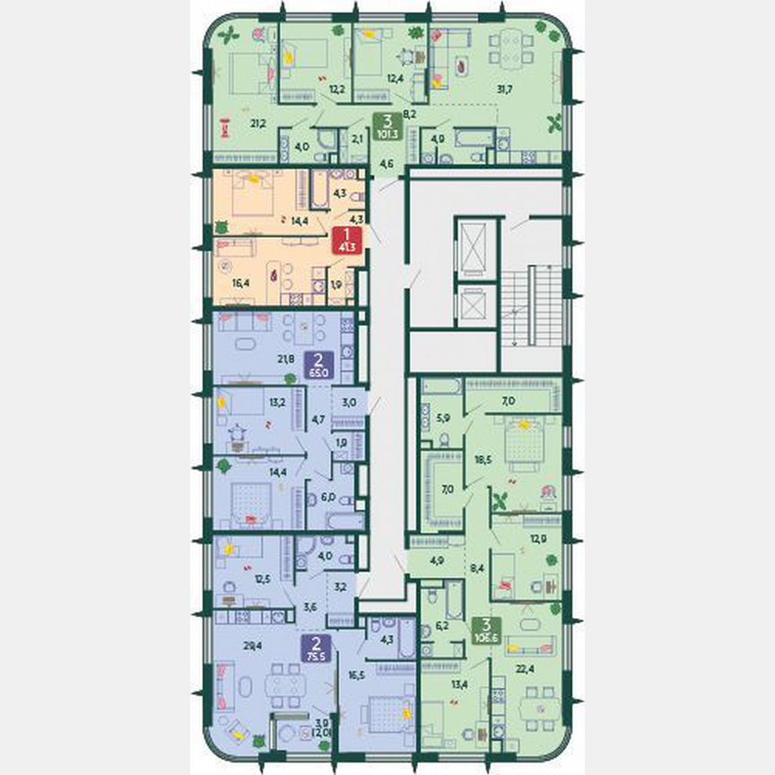 2-к. квартира, 65 м², 14/17 эт.