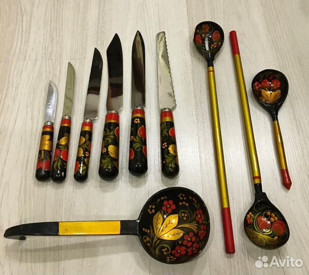 Набор Золотая хохлома ложки ножи