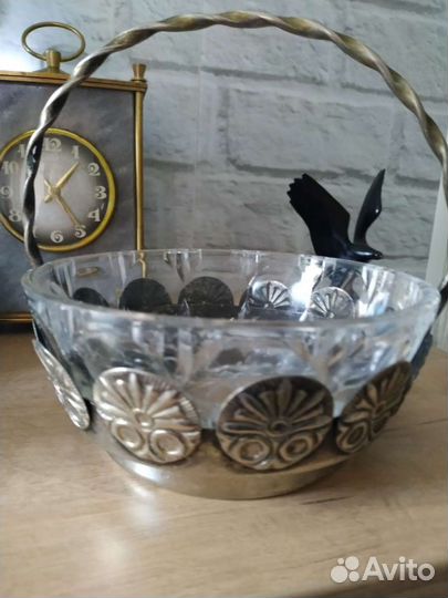 Конфетница на мельхиоровой подставки. СССР