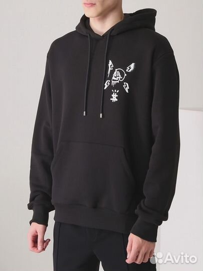 Худи хлопковое с принтом Philipp Plein