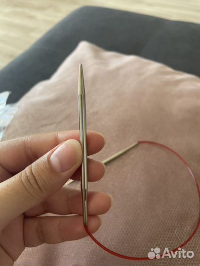 Спицы addi 4,0 мм, 40 см (красная леска)