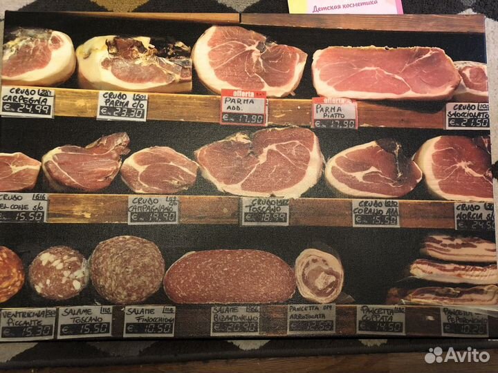 Фотография итальянского мясного прилавка
