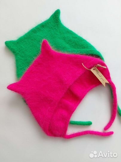 Чепчик женский с ушками из пуха норки