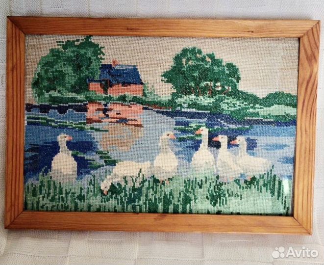 Вышитые картины крестиком/ гладью раритет